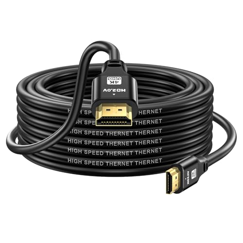 25FT Long Hdmi Cable, 4K@120Hz,48Gbps Ultra High Speed Hdmi 2.0 Cord with Gold-Plated Connectors, Aluminum Shell, for Monitor, TV, Ceiling Projector, Conference Room Setups(Black) - size: 25FT