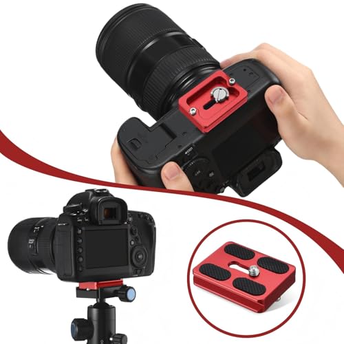 Frienda 2 Pieces Metal Quick Release Plate with 1/4''-20 Camera Screw Tripod Mount Plate Fits Standard for DSLR Camera Tripod Ball Head(Red,Pu50) - color: Red, style: PU50