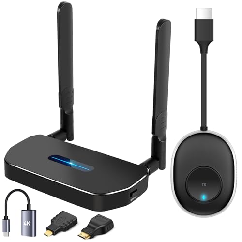 Wireless HDMI Transmitter and Receiver 4K Kit, Full HD 4K Wireless Presentation Equipment HDMI Adapter, Plug and Play Streaming Media. Laptop, Dongle, PC, Smart Phone to HDTV/Projector 165FT/50M - size: 1TX+RX
