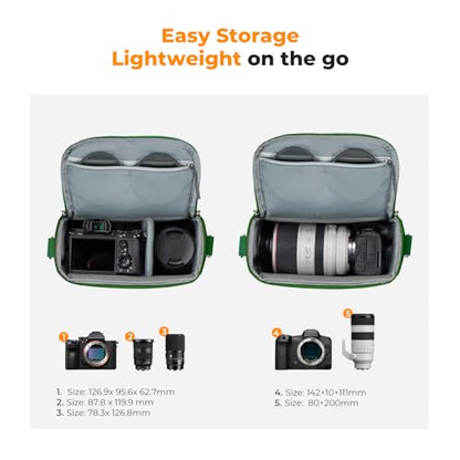 K&F CONCEPT Camera Sling Bag Small Crossbody Camera Case DSLR/SLR/Cute Compact Shoulder Photography Bags for Photographers-Green - color: 07-Green