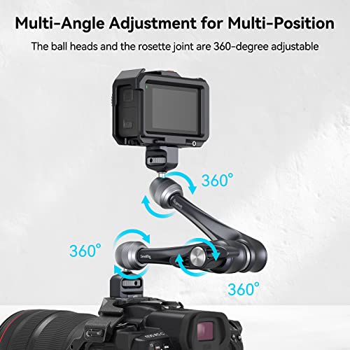 SMALLRIG Rosette Magic Arm 11 Inch with Ball Head, 1/4"-20 Screws, and Anti-Twist Pins, for Cameras/iPads/Monitors/LED Lights/Smartphones/Action Cameras, Max Load Capacity 3kg - size: 11" (Regular)