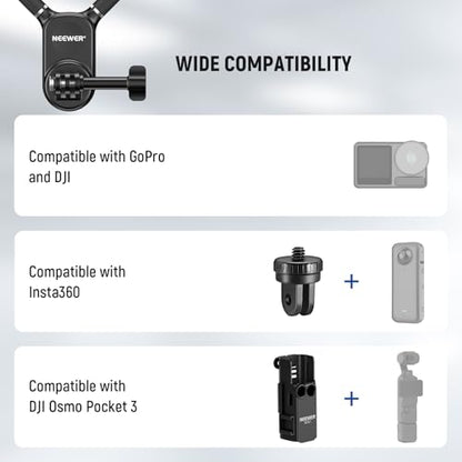NEEWER Magnetic Neck Mount with Pocket 3 Cage, Flexible Quick Release Action Camera Neck Holder Compatible with Hero 13 12 11 Max DJI Action 5 Pro Insta360 Osmo Pocket 3 Accessory for POV, GP39 - style: GP39
