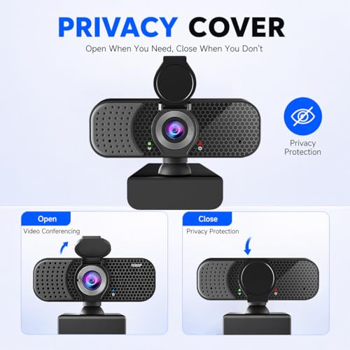 C26 1080P Webcam with Microphone, USB Computer Camera with Privacy Cover, Noise Reducing Mic, Auto Light Correction, 105° Wide Angle, Plug&Play for PC Mac Laptop Zoom Teams Streaming - style: 1080P
