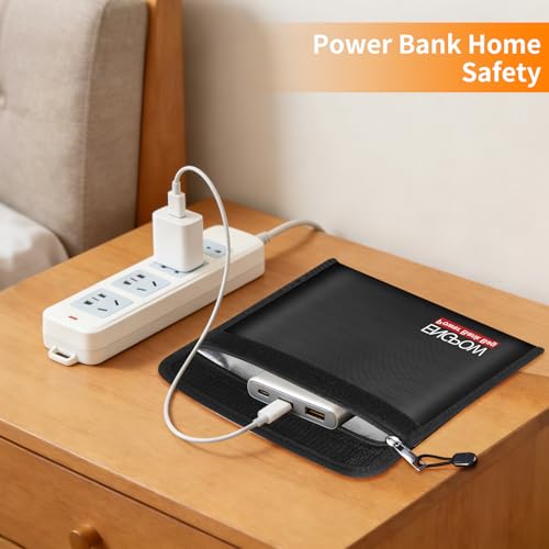 ENGPOW Fireproof Organizer Travel Bag,Heat Insulated＆Explosion-Proof Electronic Carry Case,Portable Home Travel Safe Storage for Power Bank,Phone,Cables,USB Drive＆Charging Protection, 10.6''x6.7'' - size: 10.6'' x 6.7''