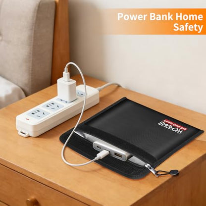 ENGPOW Fireproof Organizer Travel Bag,Heat Insulated＆Explosion-Proof Electronic Carry Case,Portable Home Travel Safe Storage for Power Bank,Phone,Cables,USB Drive＆Charging Protection, 10.6''x6.7'' - size: 10.6'' x 6.7''