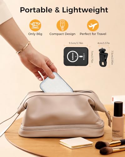 Magnetic Selfie Light for iPhone, Selfies Video Lighting, 6 Lighting Modes, 12 Brightness Levels, Clip, Magnetic or Camera Mount, Ideal for TikTok, Zoom, Makeup, Live Streaming - color: 60-Black