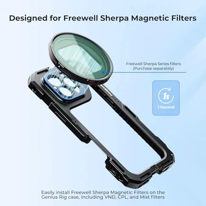 Freewell Genius Rig Cage for iPhone 16 Pro Max - Tool-Free Setup, Multifunctional Tripod and Monopod Handles, Bluetooth Remote - style: 16 Pro Max
