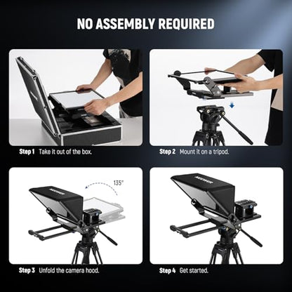 Neewer Teleprompter X14 III with RT113 Remote/App Control, 45° Tilt 14" Beamsplitter All Metal Frame Upgraded Camera Mount QR Plate Compatible with Manfrotto 501PL for iPhone iPad DSLR, Assembly Free - style: X14 III