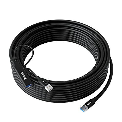 Kxable USB 3.0 Active Extension Cable 25 Feet, Type A Male to Female Extender Cord, USB Repeater Cable with Signal Booster & USB Power Supply, for Laptop, Hard Drive, Printer, Webcam, Xbox, VR, PS4 - size: 25 Feet (Active)