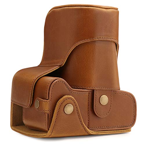 MegaGear MG1609 Ever Ready Leather Camera Case compatible with Canon EOS Rebel T7 (18-55mm), 2000D (18-55mm) - Light Brown - color: Light Brown
