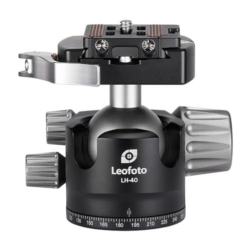 LEOFOTO Low Profile Camera Tripod Ball Head, 91mm Aluminium Ball Head with 1/4" Quick Release Plate, 360° & 90° Tilt Panoramic Ball Head, 3/8" Mounting Screw for Slider/Tripod/Monopod, Max Load 44lb - color: Lever Release, 91mm, with QR Plate, Max Load 44