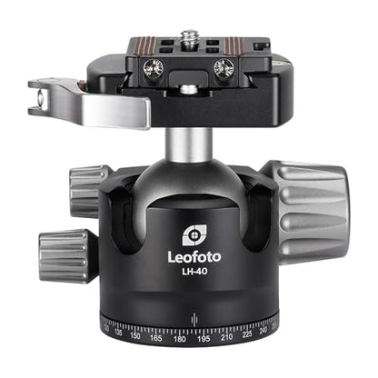 LEOFOTO Low Profile Camera Tripod Ball Head, 91mm Aluminium Ball Head with 1/4" Quick Release Plate, 360° & 90° Tilt Panoramic Ball Head, 3/8" Mounting Screw for Slider/Tripod/Monopod, Max Load 44lb - color: Lever Release, 91mm, with QR Plate, Max Load 44