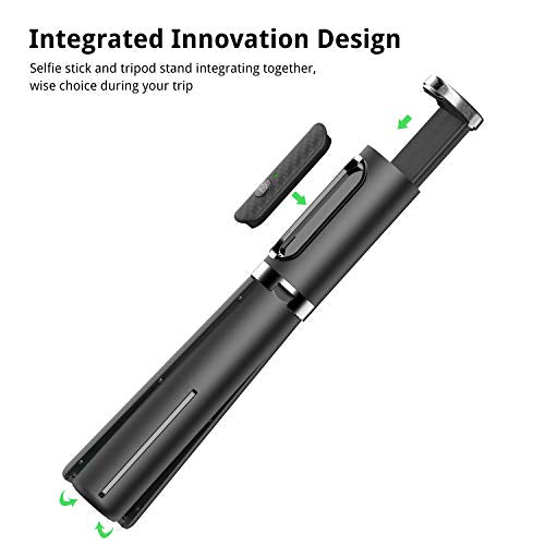 ATUMTEK Selfie Stick Tripod, 3-in-1 Extendable Aluminum Phone Tripod with Detachable Bluetooth Remote, Compatible with iPhone 17/16/15/14/13/12/11/11 Pro/XS Max/XR and Samsung Smartphones, Black - color: Black