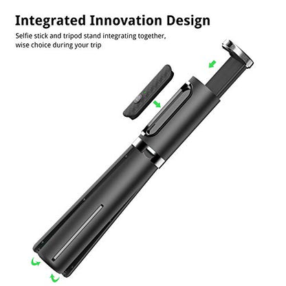 ATUMTEK Selfie Stick Tripod, 3-in-1 Extendable Aluminum Phone Tripod with Detachable Bluetooth Remote, Compatible with iPhone 17/16/15/14/13/12/11/11 Pro/XS Max/XR and Samsung Smartphones, Black - color: Black