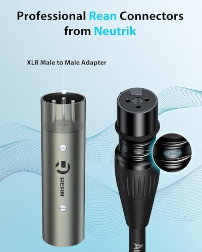 AA AUDIO ACCESSORY XLR Female to 1/4 Cable 6ft with XLR Male to Male Adapter Bundle, Rean Connectors from Neutrik, Kevlar-Reinforced Nylon Braided TRS Cable, Balanced Quarter Inch Cord - size: 6ft, style: XLR Female to 1/4 & XLR Adapter