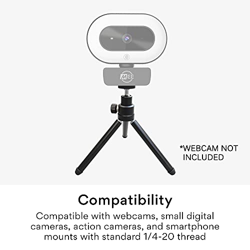 MEE Audio Lightweight Mini Tripod for Webcams and Small Cameras for Video Conference; Flexible, Portable, Compact Web Cam Desk Tabletop Travel Mount Stand for Logitech Webcam C920 C925 C920s C922