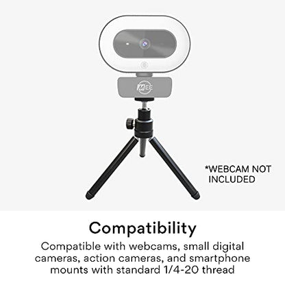 MEE Audio Lightweight Mini Tripod for Webcams and Small Cameras for Video Conference; Flexible, Portable, Compact Web Cam Desk Tabletop Travel Mount Stand for Logitech Webcam C920 C925 C920s C922