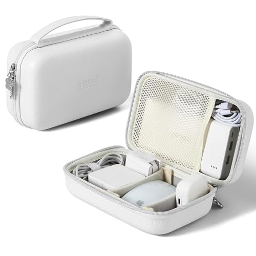 Charger Case for Macbook, Portable Tech Electronic Organizer Bag, Small Travel Storage Pouch for Laptop Accessories, MacBook Power Adapter, Charging Cords, USB Drives, Power Bank (White, XL) - color: White, size: XL