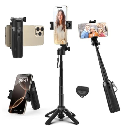 Takerers Portable Selfie Stick Tripod with Remote【Pocket Size】 4-in-1 Extendable Cell Phone Tripod【360° Rotation】 Mini Selfie Stick for iPhone Android Phone Holder for Video Recording Live Streaming - style: Standard Serie