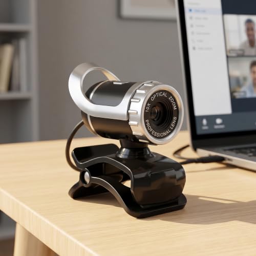USB 2.0 0. Pixels Clipon Webcam,Clip on PC Camera,Plug and Play HD Web Camera with 360 Rotating Stand & Builtin Microphone for PC (Silver) - color: Silver