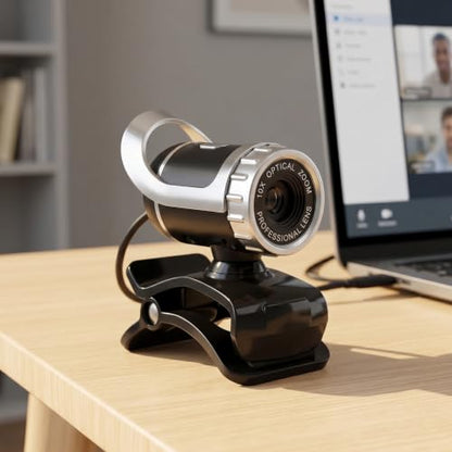 USB 2.0 0. Pixels Clipon Webcam,Clip on PC Camera,Plug and Play HD Web Camera with 360 Rotating Stand & Builtin Microphone for PC (Silver) - color: Silver