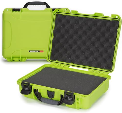 NANUK 910 Hard Case with Customizable Cubed Foam, IP67 Waterproof, Dustproof and Impact Resistant, 14.3” x 11.1” x 4.7”, Rugged Construction for Ultimate Protection, Made in Canada – Lime - color: Lime, style: Cubed Foam