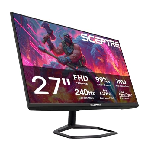 New! Sceptre 27 inch 240Hz Gaming Monitor AMD FreeSync Premium HDMI x2 DisplayPort x2 1ms100% sRGB Build-in Speakers Machine Black 2026 (E275B-FWD240 Series) - style: 2026 27" 240Hz