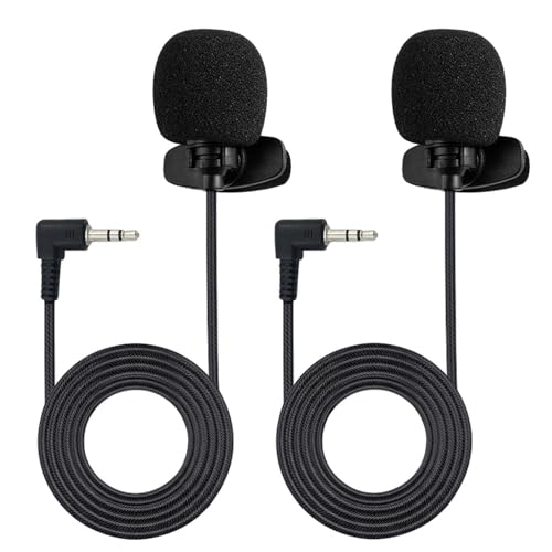 Kinizuxi 2 Pack Lavalier Lapel Microphone,Portable Collar Clip Mic for iPhone iPad Android Smartphone Amplifier Podcast PC/Laptop,Hands Free Mini Mic Recording for YouTube,Interview,Video,Vlog