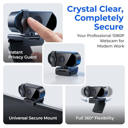 4K Ultra HD Webcam with Privacy Cover USB Plug and Play Computer Camera with Dual Mic Desktop Cam for Video Calling Streaming - size: 4K One size fits all