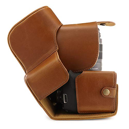 MegaGear MG1609 Ever Ready Leather Camera Case compatible with Canon EOS Rebel T7 (18-55mm), 2000D (18-55mm) - Light Brown - color: Light Brown