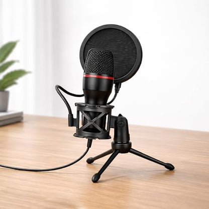 3.5mm Jack Wire Condenser Microphones Ideal for Streaming, Podcasting, Vocal Recording - Compatible with Laptop Desktop, Computer, Podcasting Equipment