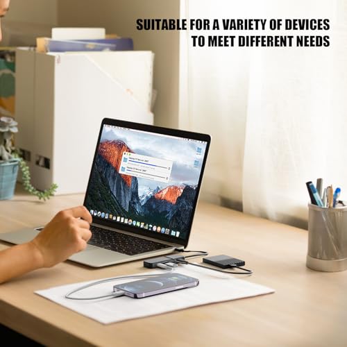 USB to HDMI Adapter, Eanetf Dual USB C USB A 3.0 Hub: 5 Ports with 2* USB-C and 2* USB-A and 1* HDMI Extend for TV,DVD Player,Projector,Monitor,Laptop,PS4,Flash Drive, HDD,Xbox, Printer etc - 5 in 1