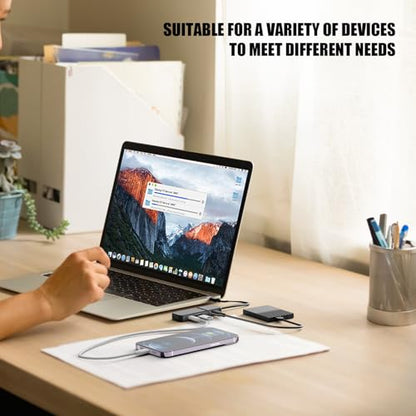 USB to HDMI Adapter, Eanetf Dual USB C USB A 3.0 Hub: 5 Ports with 2* USB-C and 2* USB-A and 1* HDMI Extend for TV,DVD Player,Projector,Monitor,Laptop,PS4,Flash Drive, HDD,Xbox, Printer etc - 5 in 1