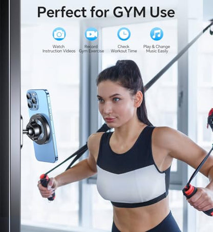 Coolpow Dual Magnetic Phone Holder for Gym Mag Safe Phone Holder【Strong Magnet】 Gym Phone Holder Camera Mount for Gym Accessories for Women Attach to Metal Surface with iPhone 17 Pro Max 16 15 14 13 - style: Magnet Phone Mount-D