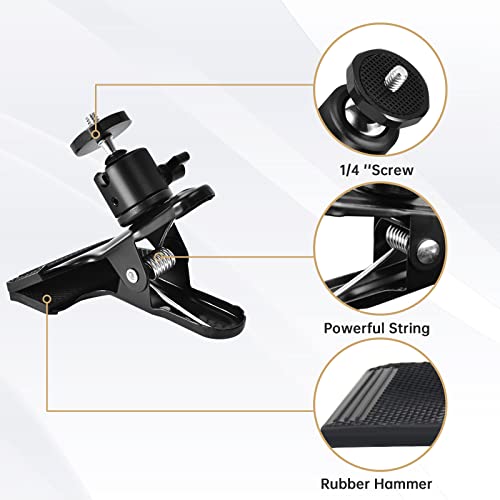 UTEBIT 1 Pack Tripod Camera Mount Clip with 360 Swivel Mini Ballhead, Black | Heavy Duty Spring Clamp for DSLR Video Photoshoot Studio - color: Black, size: 1 Pack