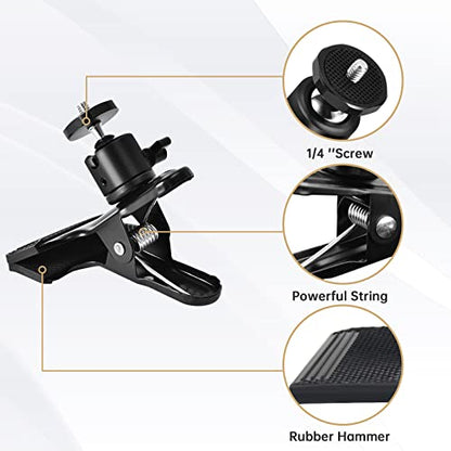 UTEBIT 1 Pack Tripod Camera Mount Clip with 360 Swivel Mini Ballhead, Black | Heavy Duty Spring Clamp for DSLR Video Photoshoot Studio - color: Black, size: 1 Pack