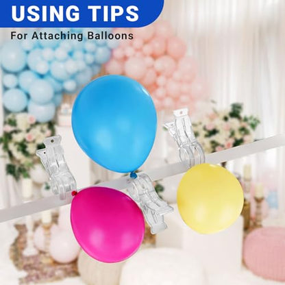 Rosellas 12 Pack Balloon Arch Clips, Plastic Transparent Backdrop Spring Clamps, 3.5" Heavy Duty Clip for Backdrop Stand, Photography Studios, Birthday Wedding Decoration, Crafts, Clothing