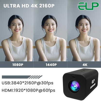 ELP 21X Zoom 4K 30fps USB Camera 1080P 60fps HDMI USB Webcam Autofocus Manual Focus PC Web Cam H.265 H.264 High Speed Web_Camera for Church Streaming Video Conference (21X Zoom) - style: 21X Zoom