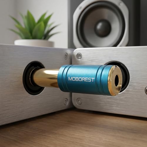 MOBOREST 1/4 to 3.5mm Headphone Adapter, 6.35mm Male to 1/8 Female Stereo Audio Jack Cable for Amp, Guitar, Piano, Mixer, Speaker, 2-Pack (Red & Blue) - color: 1RED+1BLUE
