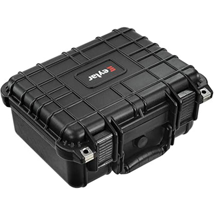 Eylar 13" Protective Hard Camera Case, IP67 Waterproof & Shockproof for Gear, Audio & Video Equipment, Drones, and Tools with Customizable Foam, TSA Approved, 13.37 Inch x 11.62 Inch x 6 Inch (Black) - color: Black