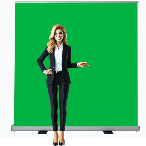 Retractable Backdrop Stand 60"x90" – Premium Plastic Adjustable Banner Frame, Lightweight Foldable Display Stand with Carry Bag for Photography, Trade Shows, Events – 4 Colors (Black / White / Green / Gray) (GREEN) - color: GREEN