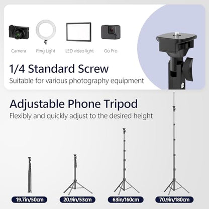 EMART 70" Flexible Phone Tripod for iPhone, Overhead Cellphone Holder &Camera Stand with Gooseneck and Remote, Selfie Stick for Video Recording, Live Streaming, Cooking, Vlogging, Fitness - size: 70in