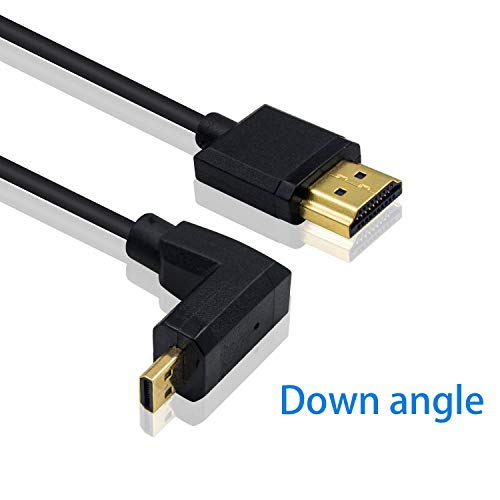 Duttek 4K Coiled 90 Degree HDMI to Micro HDMI Cable 1FT-4FT, Extreme Slim Down Angled Micro HDMI Male to HDMI Male Coiled Cable for 1080P, 4K, Ultra HD, 3D - size: Down Angled 1.2M