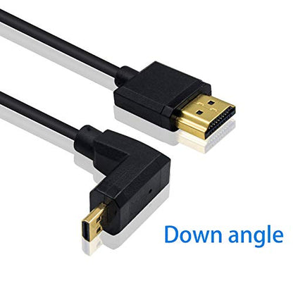 Duttek 4K Coiled 90 Degree HDMI to Micro HDMI Cable 1FT-4FT, Extreme Slim Down Angled Micro HDMI Male to HDMI Male Coiled Cable for 1080P, 4K, Ultra HD, 3D - size: Down Angled 1.2M