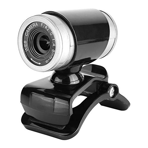 720P CMOS Night-Vision Webcam for Live Streaming 360 Clip-on USB Pro Web Camera Desktop Webcam with Microphone, 12 Megapixel Video Cam Plug Play(Black Silver)