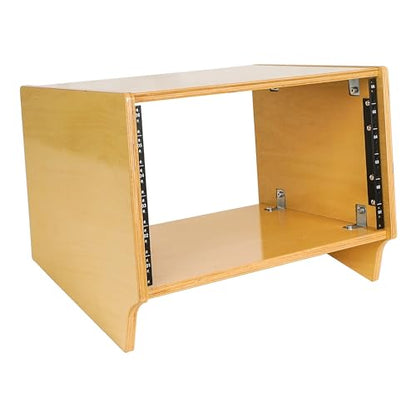 Sound Town DIY 6U Angled Desktop Turret Studio Rack with Solid Baltic Birch Plywood, Golden Oak, Assembly Required (SDRK-Y6SL) - size: 6U, Golden Oak