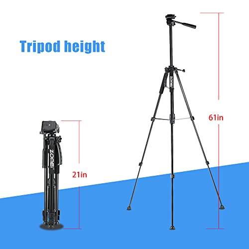 61’’ Camera Tripod,Cell Phone Tripod Stand with Travel Bag and Phone Holder, Professional Travel DSLR Tripods Compatible with Cameras, Cell Phones, Projectors, Webcams, Spotting Scopes - color: Black, size: 61"
