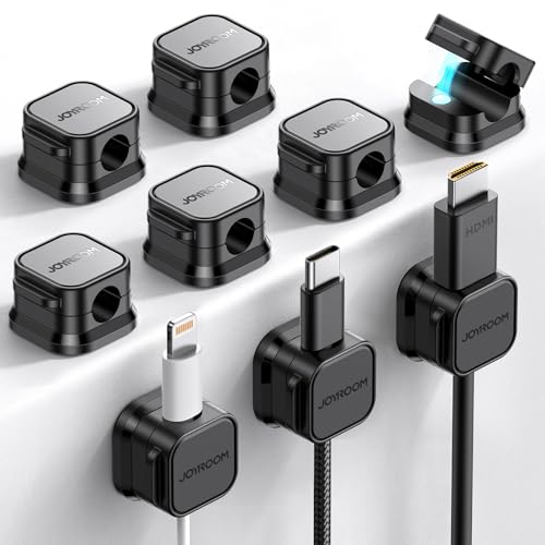 9 Pack Magnetic Cable Clips [Cable Smooth Adjustable] Cord Holder, Under Desk Cable Management, JOYROOM Adhesive Wire Holder Keeper Organizer for Home Office Desk Phone Car Wall Desktop Nightstand - color: 9-Pack