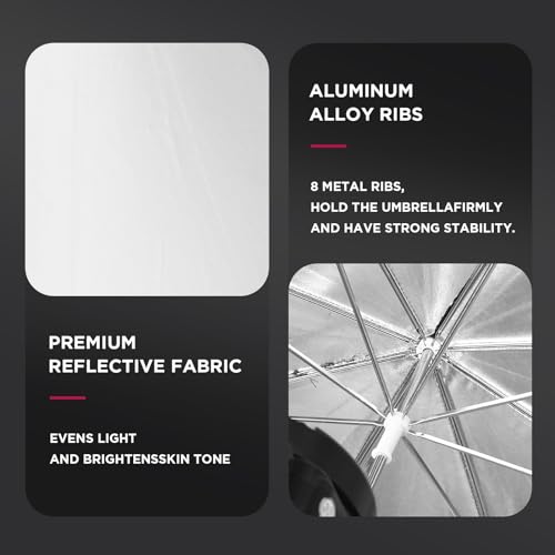 [2 Pack] 43" Black/Silver Reflective Umbrella Kit for Contrast, Concentrative Light, Studio/Outdoor Photo and Video Lighting Accessories - color: 2* 43" Black