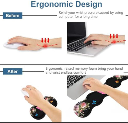 Ergonomic Keyboard Wrist Rest & Mouse Pad Wrist Rest Set, Butterfly Quote Bible Verse Philippians 4-13 Large XXL Gaming Desk Mat 31.5"x 11.8" with Non-Slip Base, Memory Foam for Home Office Study Game - color: Butterfly Quote Bible Verse Philippians 4-13